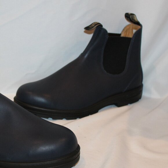 BLUNDSTONE MEN'S 2246 LEATHER CHELSEA BOOTS WATER RESISTANT NAVY BLUE - Picture 4 of 8